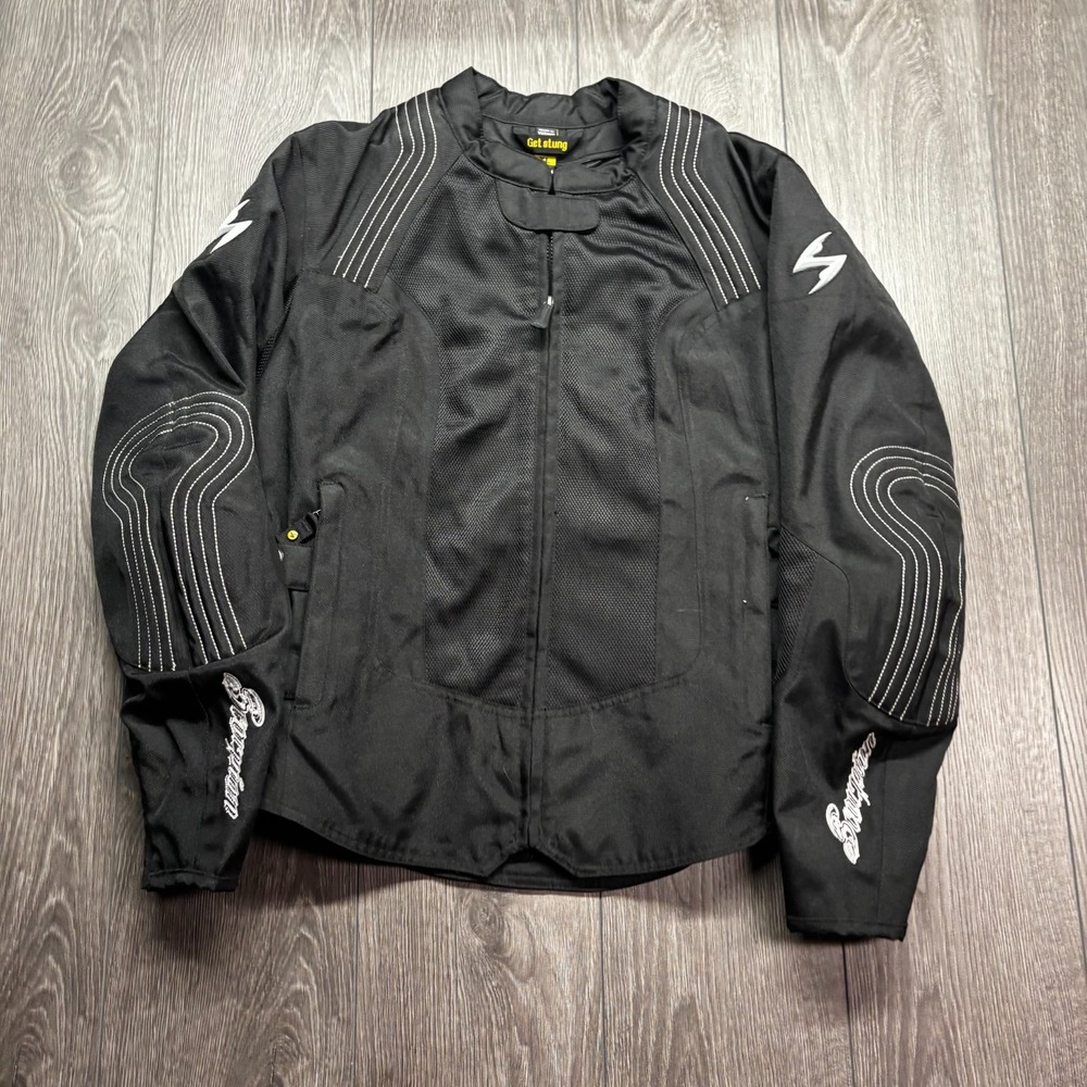 Get Stung Scorpion Womens Black Padded Biker Jacket XL Water Resistant